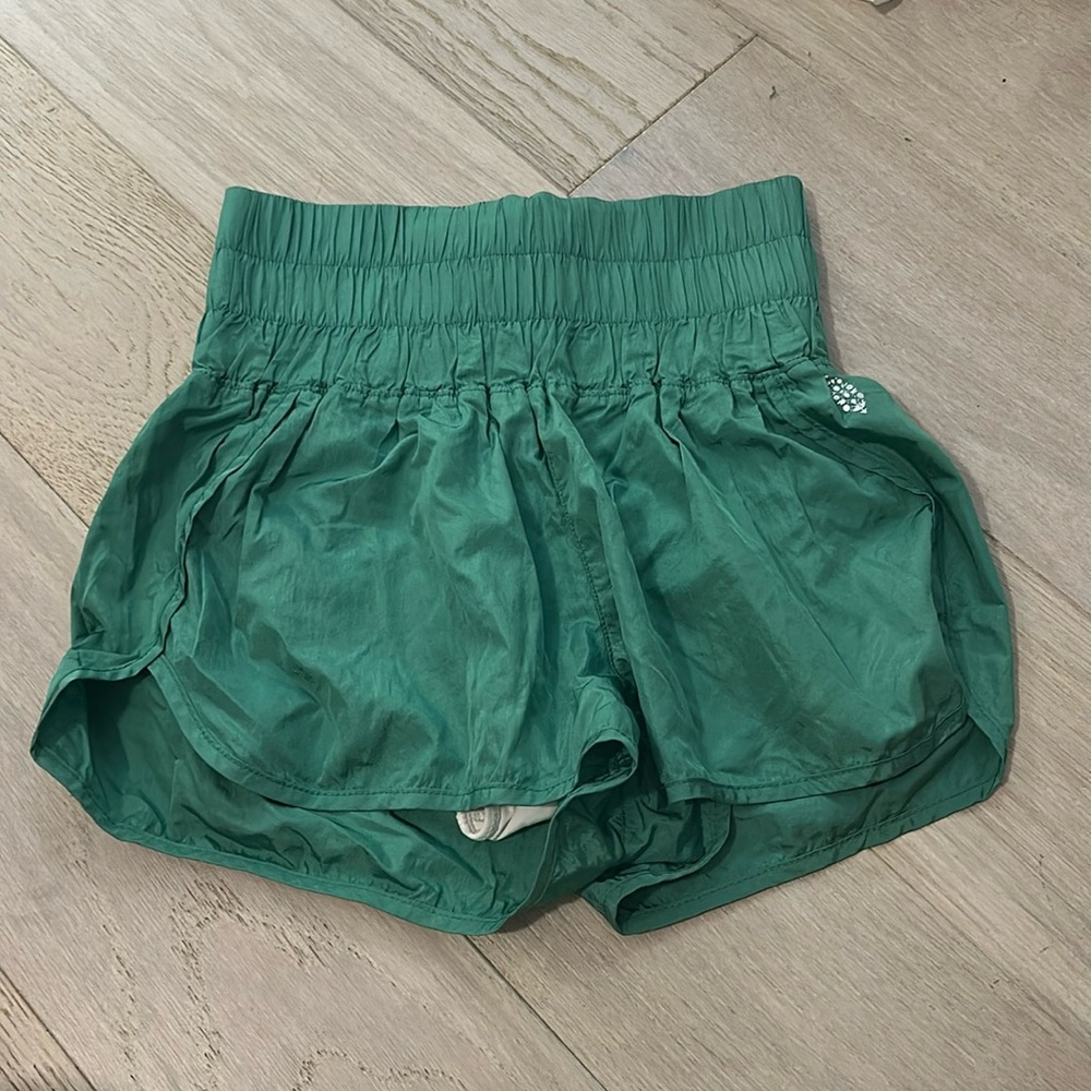 Green free people high waisted athletic shorts